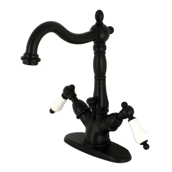 Heritage 2-Handle Bathroom Faucet W/Brass Pop-Up & Cover Plate, Black
